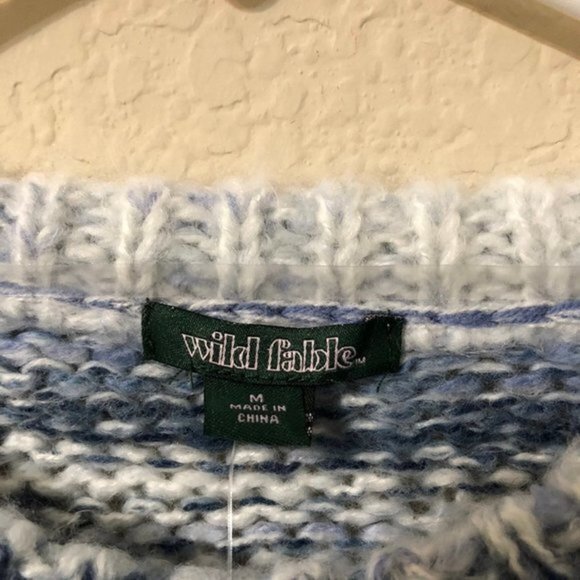 Wild Fable Sweater Blue Striped Knit Trendy Retro - Picture 3 of 4